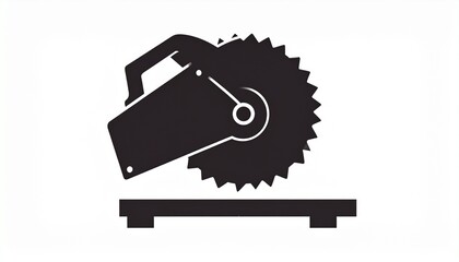 Versatile industrial chop saw silhouette icon representing powerful cutting tools for construction, workshop tasks, and manufacturing processes, ideal for material fabrication