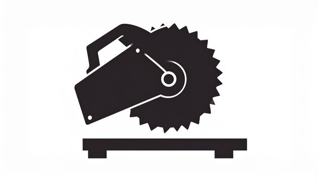 Versatile industrial chop saw silhouette icon representing powerful cutting tools for construction, workshop tasks, and manufacturing processes, ideal for material fabrication