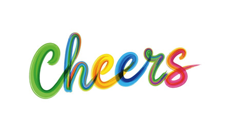 Artistic multicolored 'Cheers' lettering with a cheerful and vibrant brush stroke effect, perfect for invitations, cards, or digital greetings and celebrations