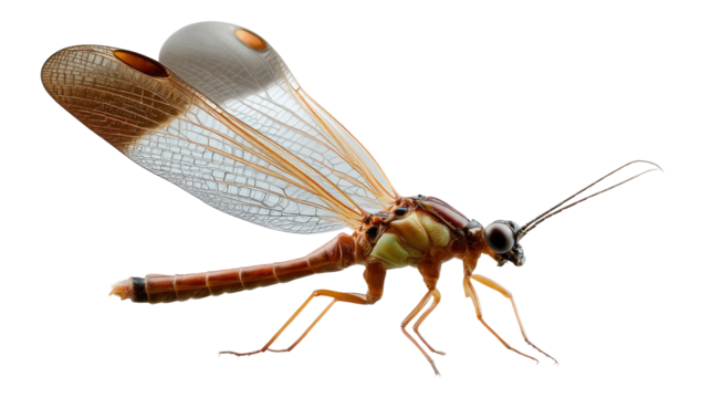 Delicate Winged Insect: A close-up view of a unique insect, showcasing intricate wing patterns and a delicate body structure, perfectly illustrating the elegance of nature's small wonders.