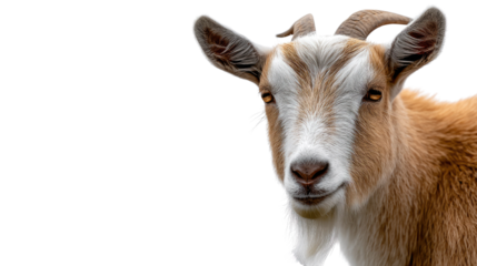 Friendly Goat Portrait: A close-up shot of a curious goat, with its unique facial markings and expressive eyes, radiates a sense of gentle inquisitiveness and charm.