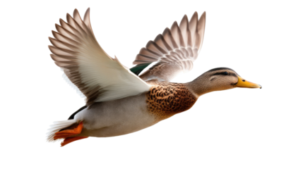 Soaring Mallard: Witness the elegance of a mallard duck in full flight, showcasing the beauty of nature's avian wonders.