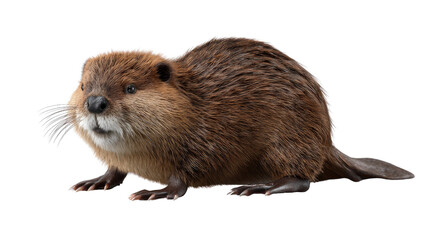 Obraz premium Beaver Standing Proudly: An engaging shot captures a North American beaver in its full glory. this adorable aquatic mammal is seen in a relaxed stance, accentuating its unique features.