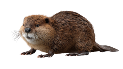 Beaver Standing Proudly: An engaging shot captures a North American beaver in its full glory. this adorable aquatic mammal is seen in a relaxed stance, accentuating its unique features.