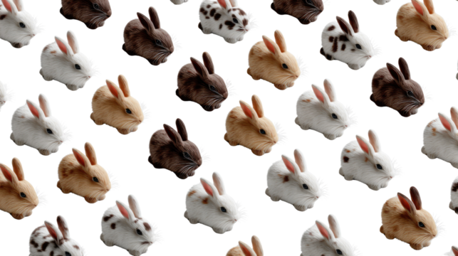Playful Bunnies Pattern: A delightful and dynamic pattern of adorable bunnies, arranged in a repetitive and eye-catching manner.