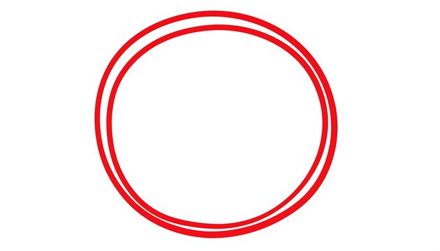 Two concentric red circles slightly offset on a white background, creating a simple, graphic design element