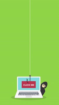 Hacker using click me bait to steal confidential data, personal information and credit card detail. Hacking concept	