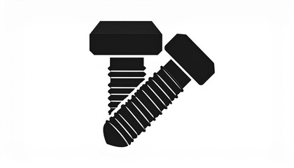 Stylized illustration of two screws arranged diagonally, in black and white