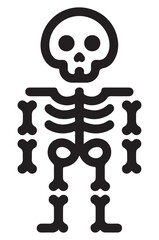 Minimalist skeleton icon simple flat vector glyph isolated on white background for Halloween designs and medical infographics