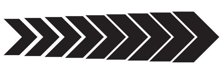 Arrow moving dynamic symbols. Road lines arrow zigzag chevron speeds flat style.
