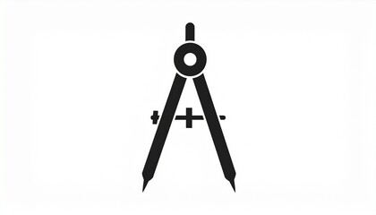 Black Compass Icon A Simple, Modern Design for Navigation and Precision Measuring on White