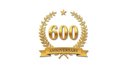 Golden emblem for a significant six hundred years milestone, celebrated anniversary design
