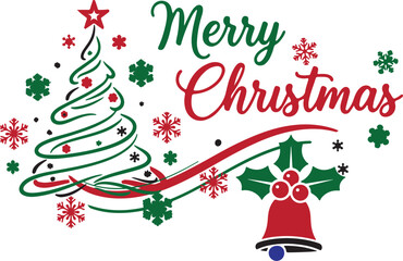 Merry Christmas vector greeting design with festive holiday elements.