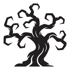 Spooky dead tree silhouette creepy vector illustration for Halloween designs isolated on white background
