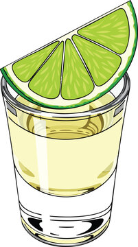tequila shot with lime wedge clip art preview