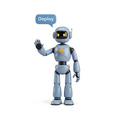 Fototapeta premium Robot with speech bubble artificial intelligence business technology ai 2026 isolated on white background