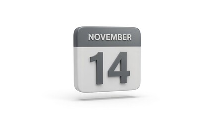 Isolated November 14th calendar date indicating a specific reminder or significant day