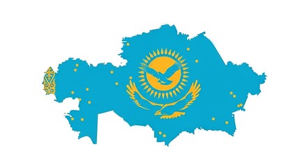 Kazakhstan national flag outline, symbolizing independence, unity, and a bright future for the