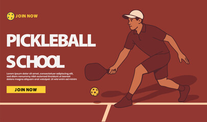 pickle ball illustration banner template playful vector