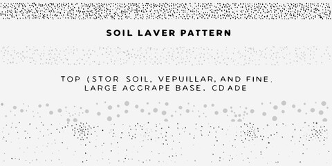 Abstract soil layer pattern with dots and text representing geological strata and soil composition