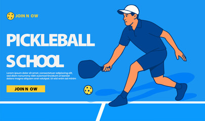 pickle ball illustration banner template playful vector
