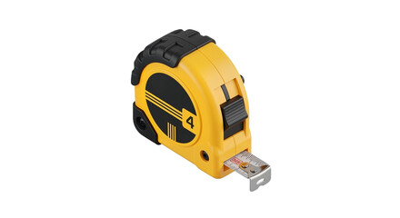 Naklejka premium Yellow tape measure tool on a white background 
