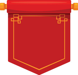 Red chinese scroll hanging, adorned with golden decorations, embodies the rich heritage and cultural significance