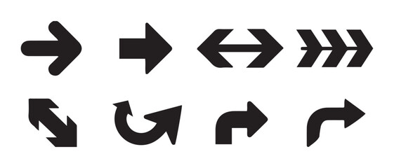 Arrow Icon Set. Directional Silhouettes for UI & Design.