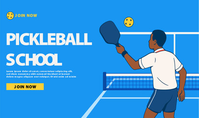 pickle ball illustration banner template playful vector