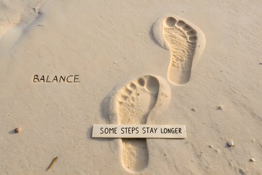 Footprints in sand representing some steps staying longer