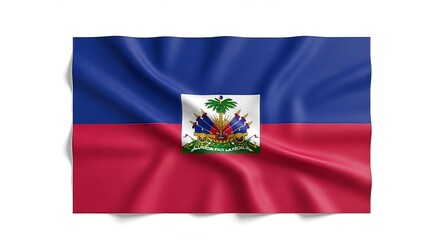 Vibrant depiction of the Haitian flag waving proudly against a white background