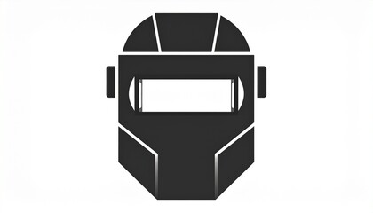 Welding helmet icon representing industrial safety and worker protection gear. Simple vector graphic for metallurgy and fabrication concepts