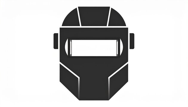 Welding helmet icon representing industrial safety and worker protection gear. Simple vector graphic for metallurgy and fabrication concepts