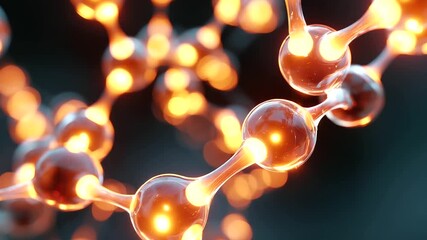 3D molecular structure visualization, transparent glass-like atoms connected by bonds, glowing abstract science background, biotechnology concept. 3D molecule - Powered by Adobe