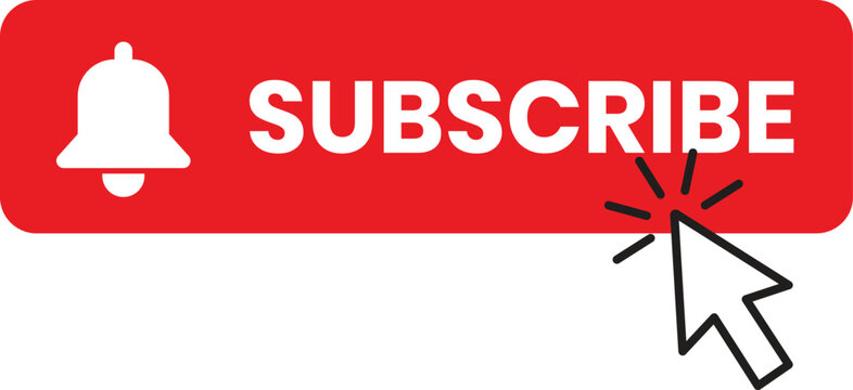 Subscribe button with bell icon click animation digital engagement vector Isolated on transparent background.