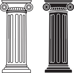 Ionic Column Outline and Silhouette capital scroll