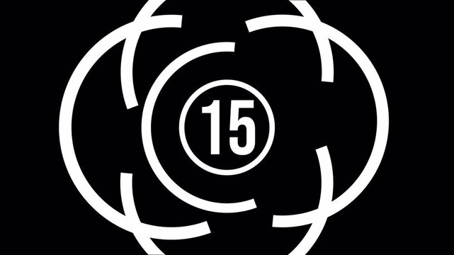 Minimalist 20 Second Countdown Timer with Alpha Channel. Modern Digital White Motion Graphic Animation featuring Circular Progress Element.