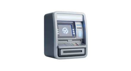3d icon of atm machine isolated on transparent background