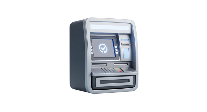 3d icon of atm machine isolated on transparent background