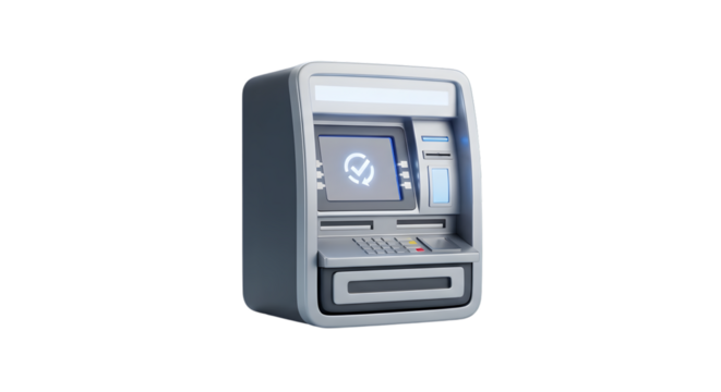 3d icon of atm machine isolated on transparent background