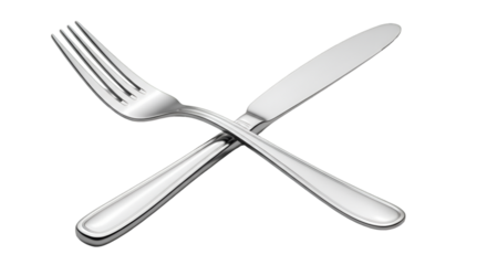 Elegant fork and knife crossed, symbol of fine dining, restaurant, and gourmet food preparation, perfect for culinary projects or luxurious brand visuals