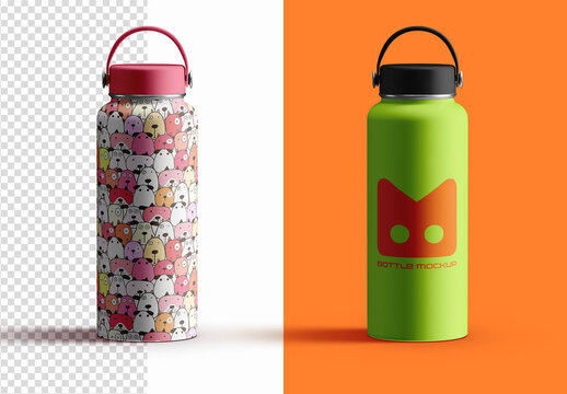 Sports Water Bottle Thermos Mockup Isolated