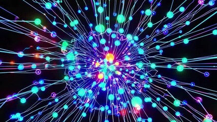 Abstract Glowing Neural Network Orb with Blue Green Connections - Powered by Adobe