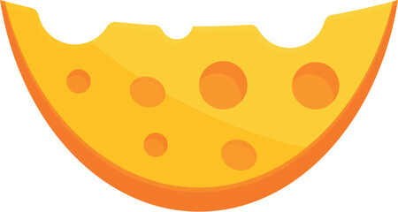 Close up of a bitten piece of swiss cheese, highlighting its characteristic holes and smooth texture