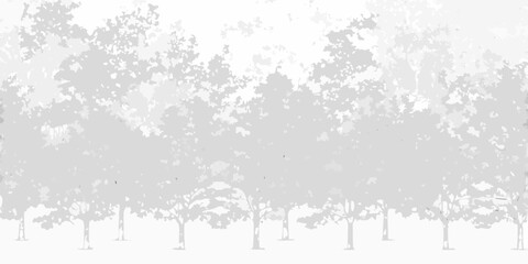 Abstract monochrome forest landscape with stylized trees and dappled light effect