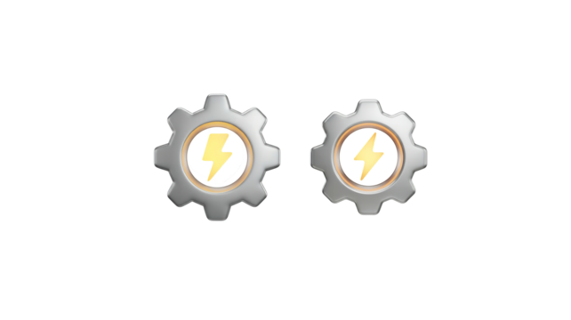 3d icon gear wheel with lightning symbol png