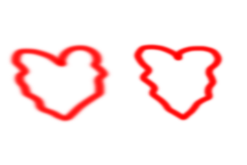Two Hand-Drawn Red Hearts Outline Isolated on Transparent Background