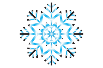 Glowing Blue Geometric Snowflake Isolated on Transparent Background