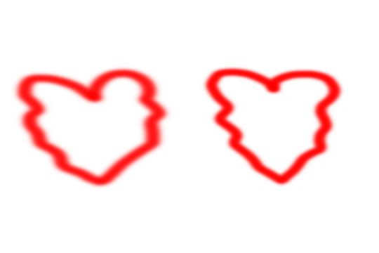 Two Hand-Drawn Red Hearts Outline Isolated on Transparent Background