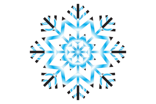 Glowing Blue Geometric Snowflake Isolated on Transparent Background - Powered by Adobe